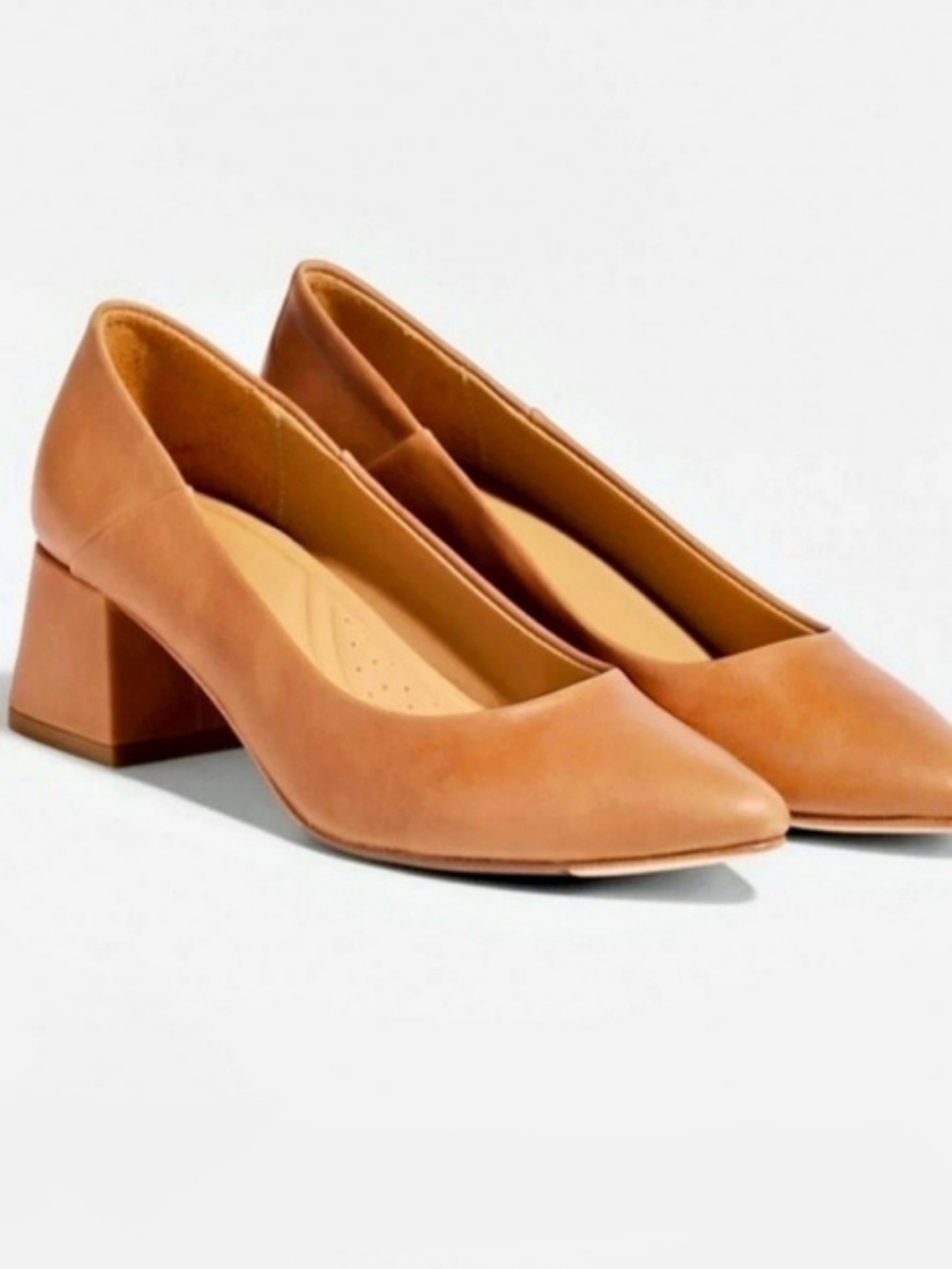 Nisolo Fiorela Leather Block Heel Pumps Brown US 9 Floor Samples New With Box